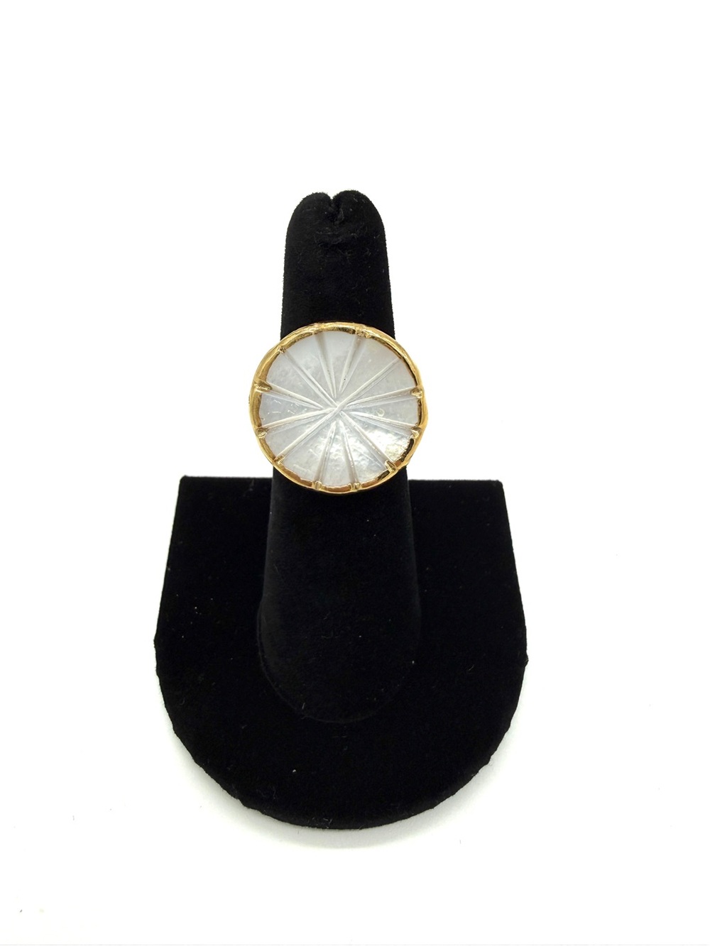 NWT Gold-Trim White Radiant Disc Statement Ring